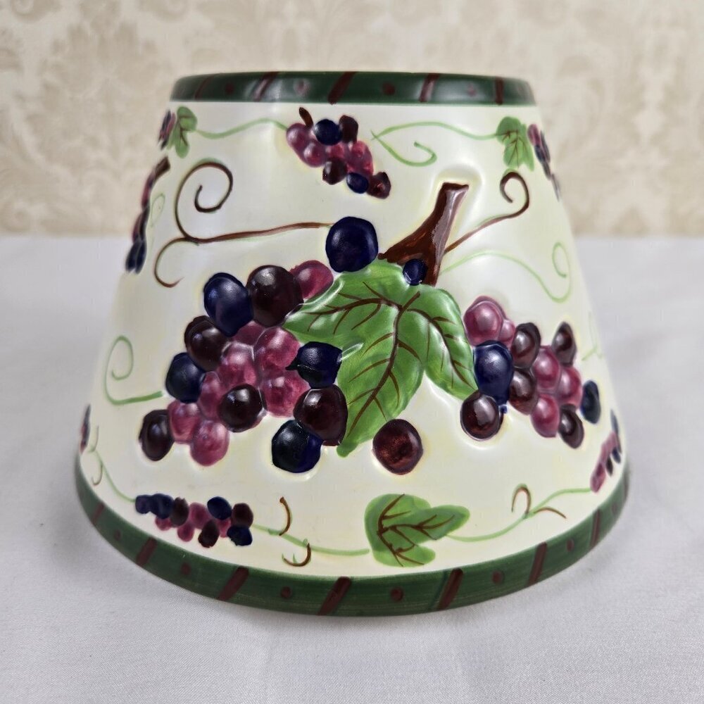 Grape Themed Ceramic Candle Shade/Topper For Use With Jarred Candle